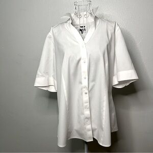 Talbots short-sleeved, non-iron white button down shirt, Sz 16P. NWOT.